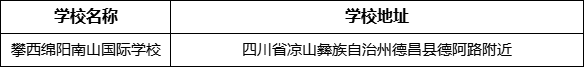 涼山州攀西綿陽(yáng)南山國(guó)際學(xué)校地址在哪里？