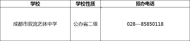 2024年成都市雙流藝體中學(xué)招辦電話是多少？