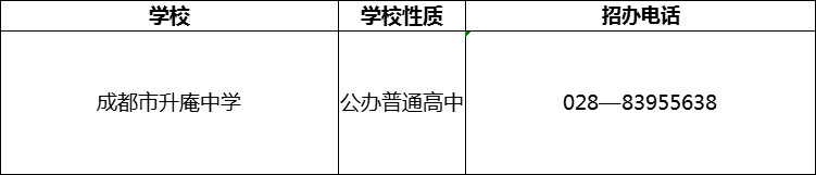 2024年成都市升庵中學招辦電話是多少？