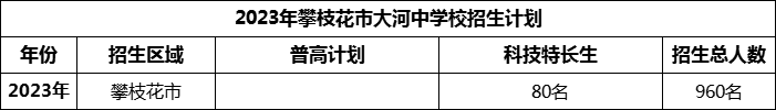 2024年攀枝花市大河中學(xué)校招生計(jì)劃是多少？