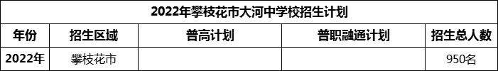 2024年攀枝花市大河中學(xué)校招生計(jì)劃是多少？