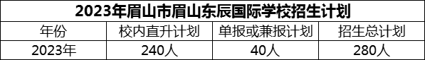 2024年眉山市眉山東辰國際學(xué)校招生計劃是多少？