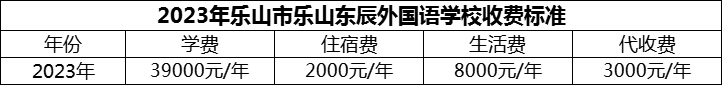 2024年樂山市樂山東辰外國語學(xué)校學(xué)費(fèi)多少錢？