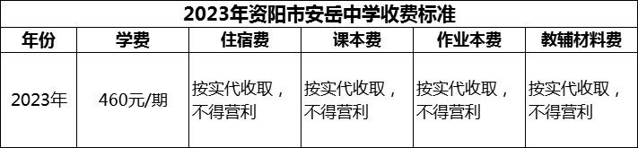 2024年資陽市安岳中學(xué)學(xué)費(fèi)多少錢？