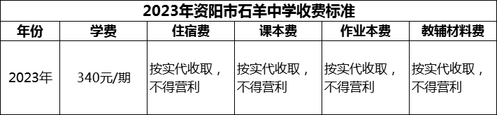 2024年資陽市石羊中學(xué)學(xué)費多少錢？