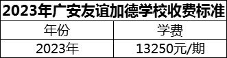 2024年廣安市廣安友誼加德學(xué)校學(xué)費(fèi)多少錢？