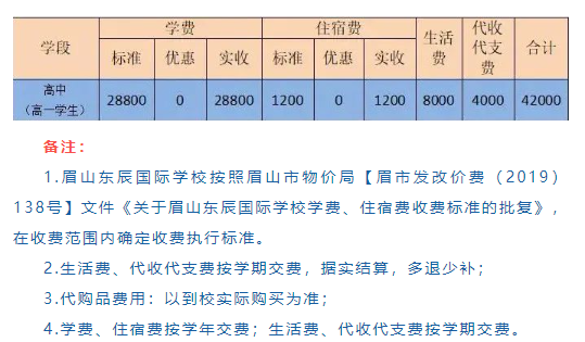 2025年眉山市眉山東辰國際學(xué)校學(xué)費多少錢？